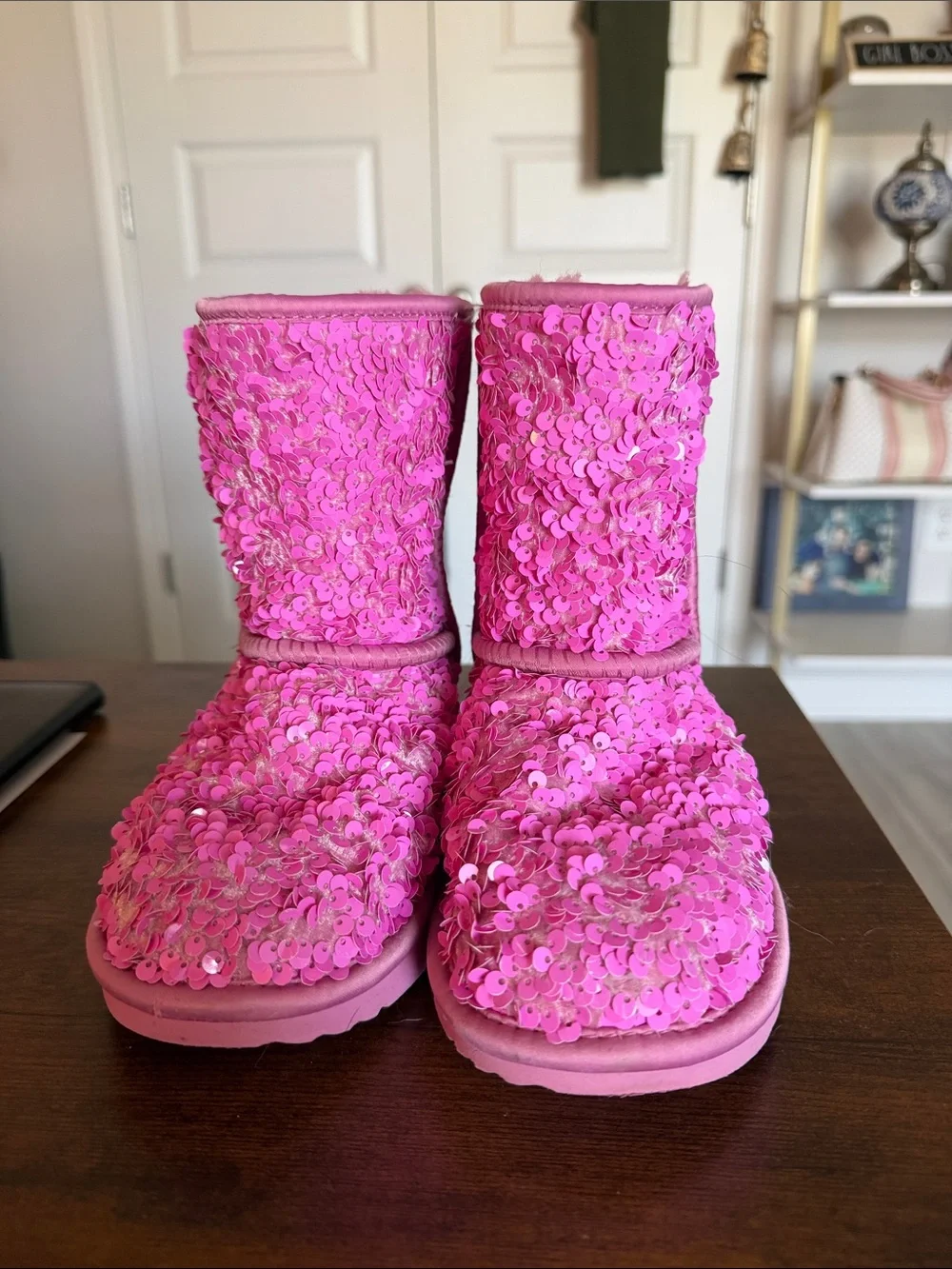 UGG Kids Pink Sequin Classic Short Boots